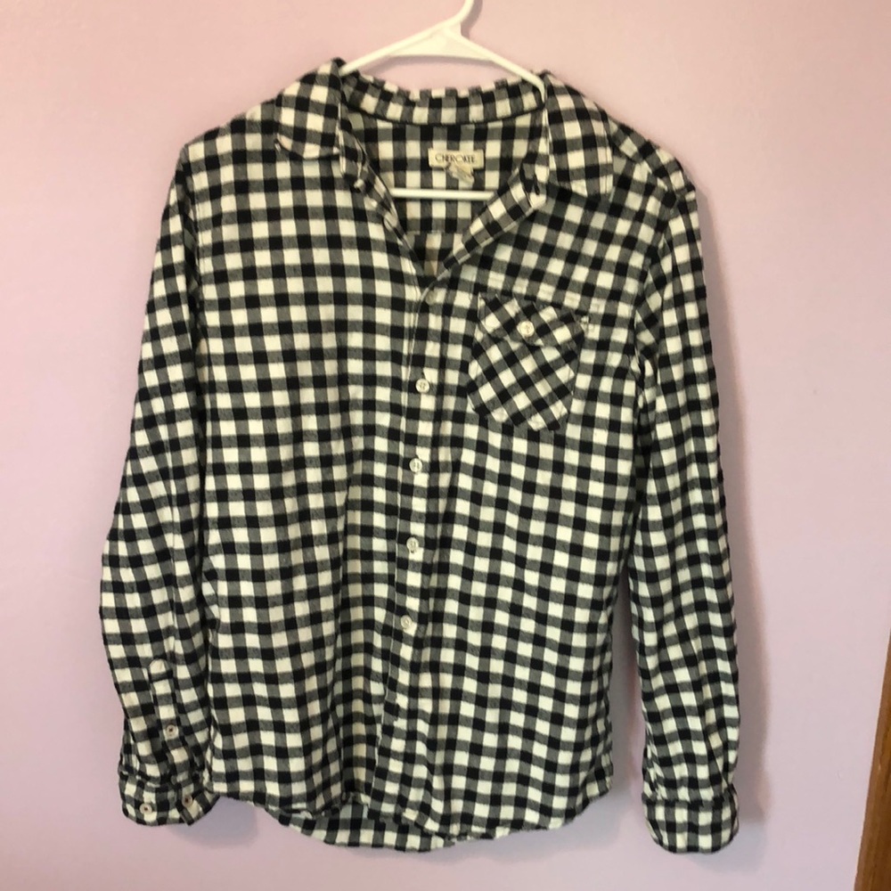 Kids Cherokee Black and White Patterned Button Down Flannel